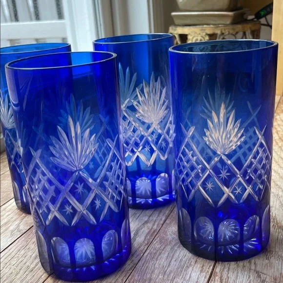 Set of Cobalt Colored Glasses - Picture 2 of 4